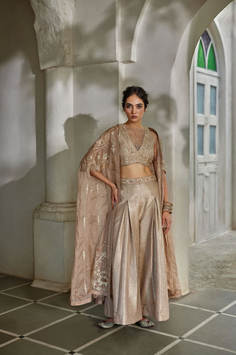PH-3115 Lyra Cape Trouser Set by Paulmi & Harsh for women Worldwide