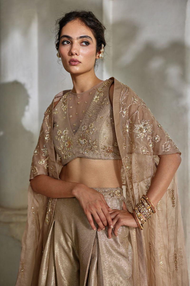 PH-3115 Lyra Cape Trouser Set by Paulmi & Harsh for women Worldwide