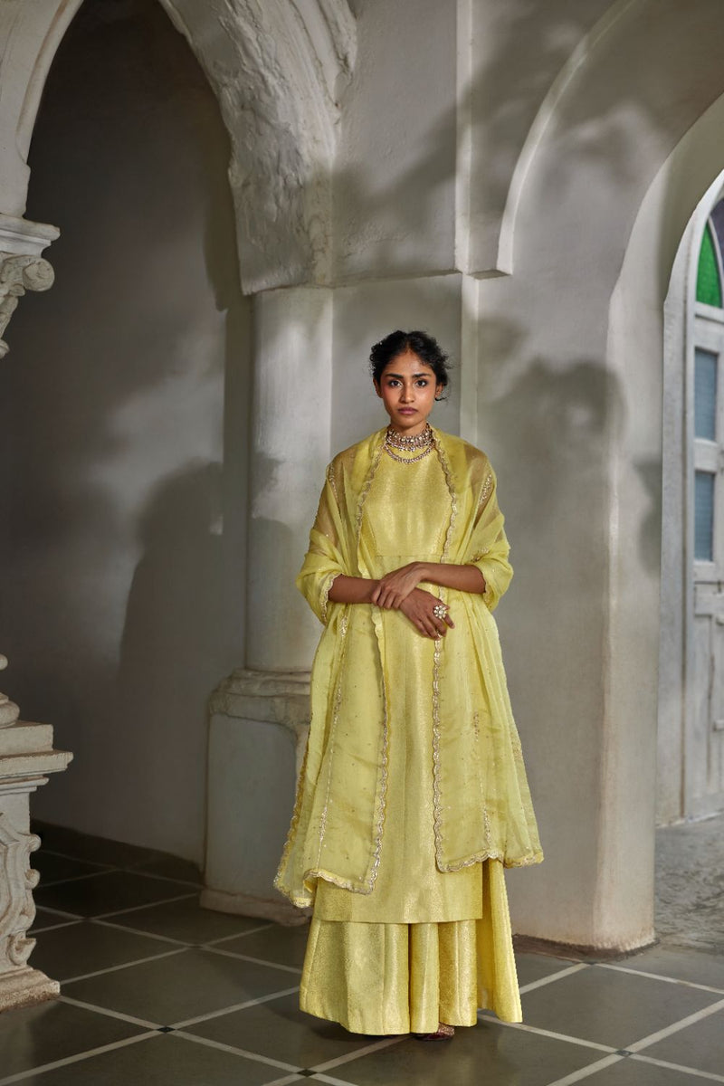PH-3121 Auri Kurta Set by Paulmi & Harsh in yellow color for women Worldwide
