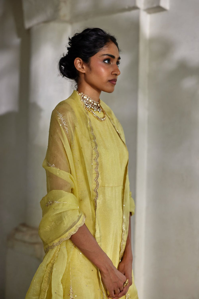 PH-3121 Auri Kurta Set by Paulmi & Harsh in yellow color for women Worldwide