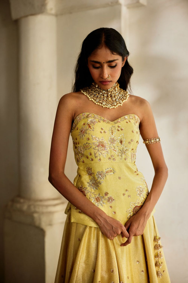 PH-3125 Anira Lehenga Set by Paulmi & Harsh in yellow color for women Worldwide