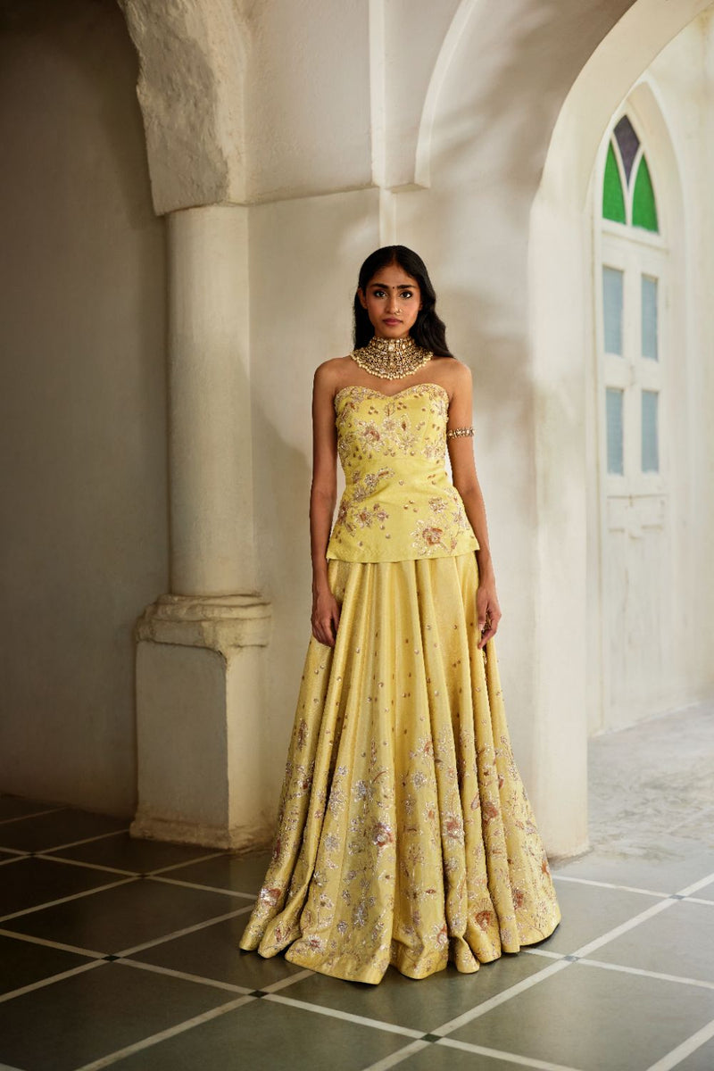 PH-3125 Anira Lehenga Set by Paulmi & Harsh in yellow color for women Worldwide