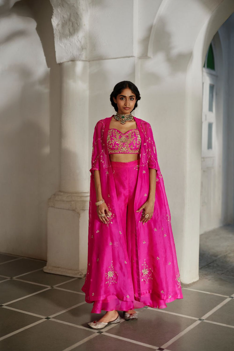 PH-3126 Ari Cape Palazzo Set by Paulmi & Harsh in pink color for women Worldwide