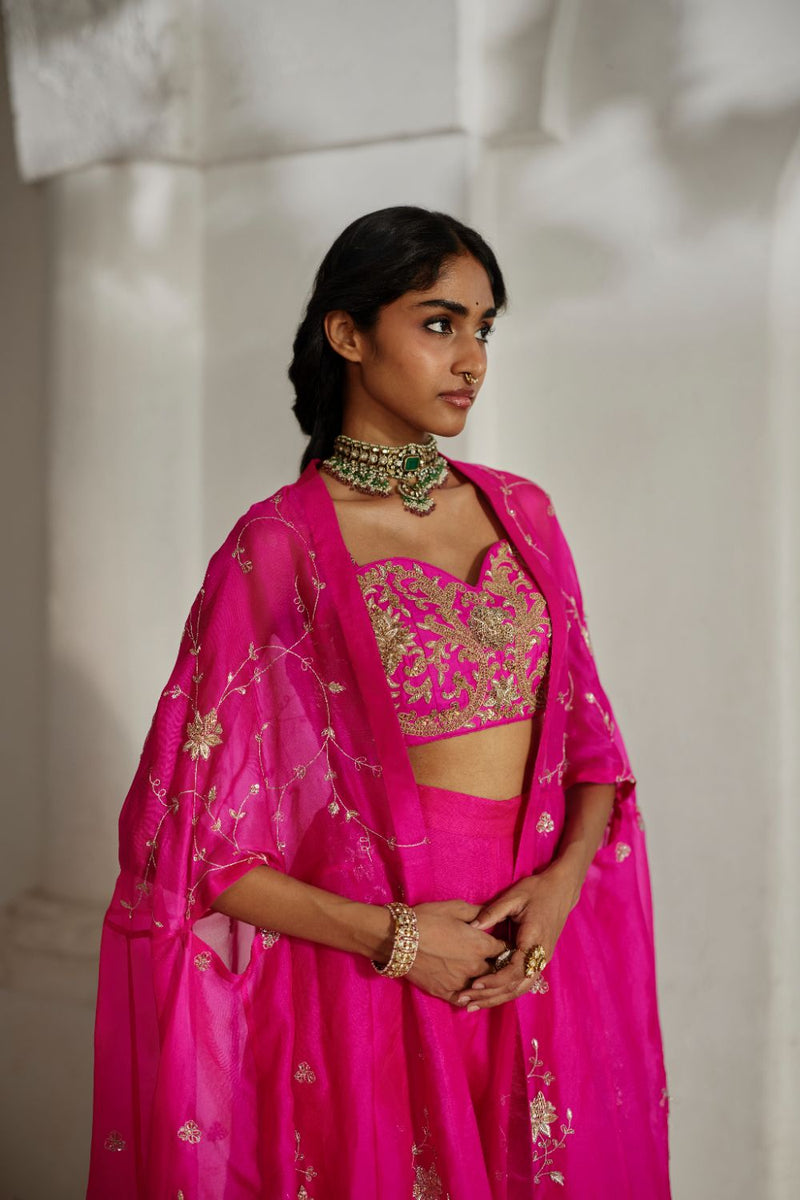 PH-3126 Ari Cape Palazzo Set by Paulmi & Harsh in pink color for women Worldwide