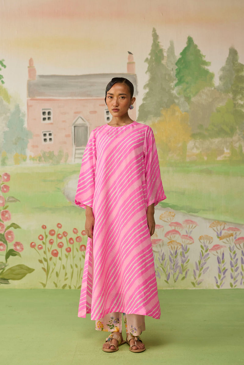 Blush Long Kurta Kurta Set Silk silk co-ord set by Nadiya Paar in pink for women Worldwide