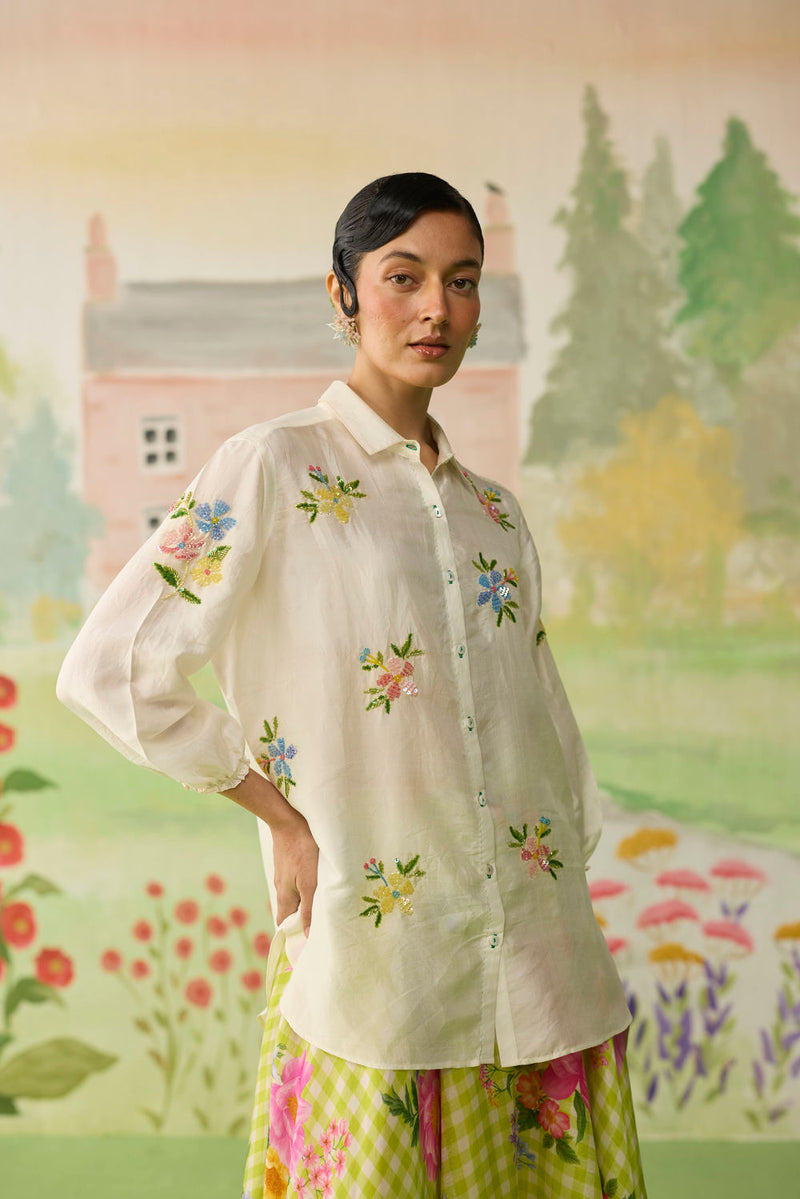 Like a Song Mulberry Silk Shirt silk top/shirt by Nadiya Paar in off white for women Worldwide