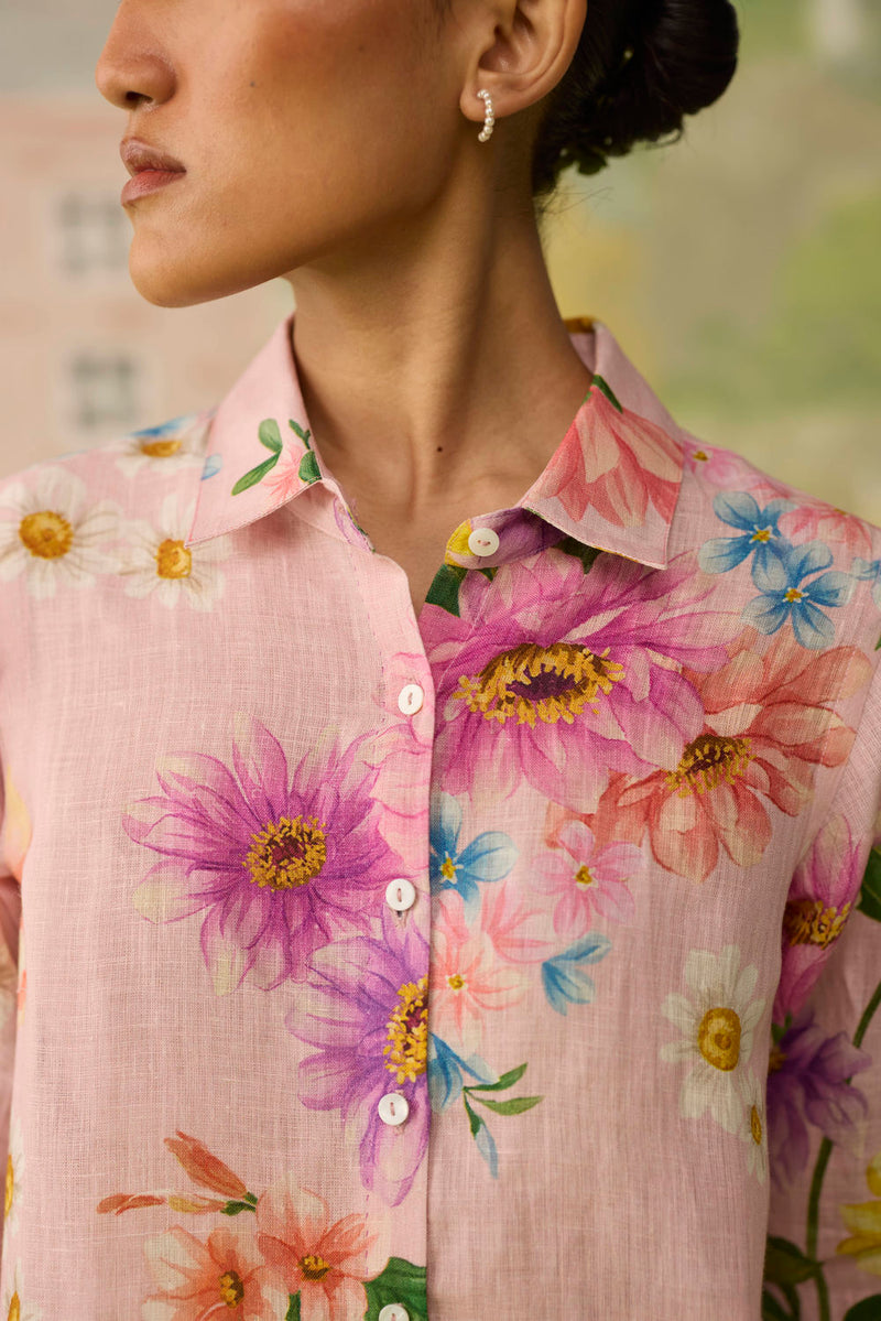 Nice Day Linen Co-ord Set Pink linen co-ord set by Nadiya Paar in pink for women Worldwide