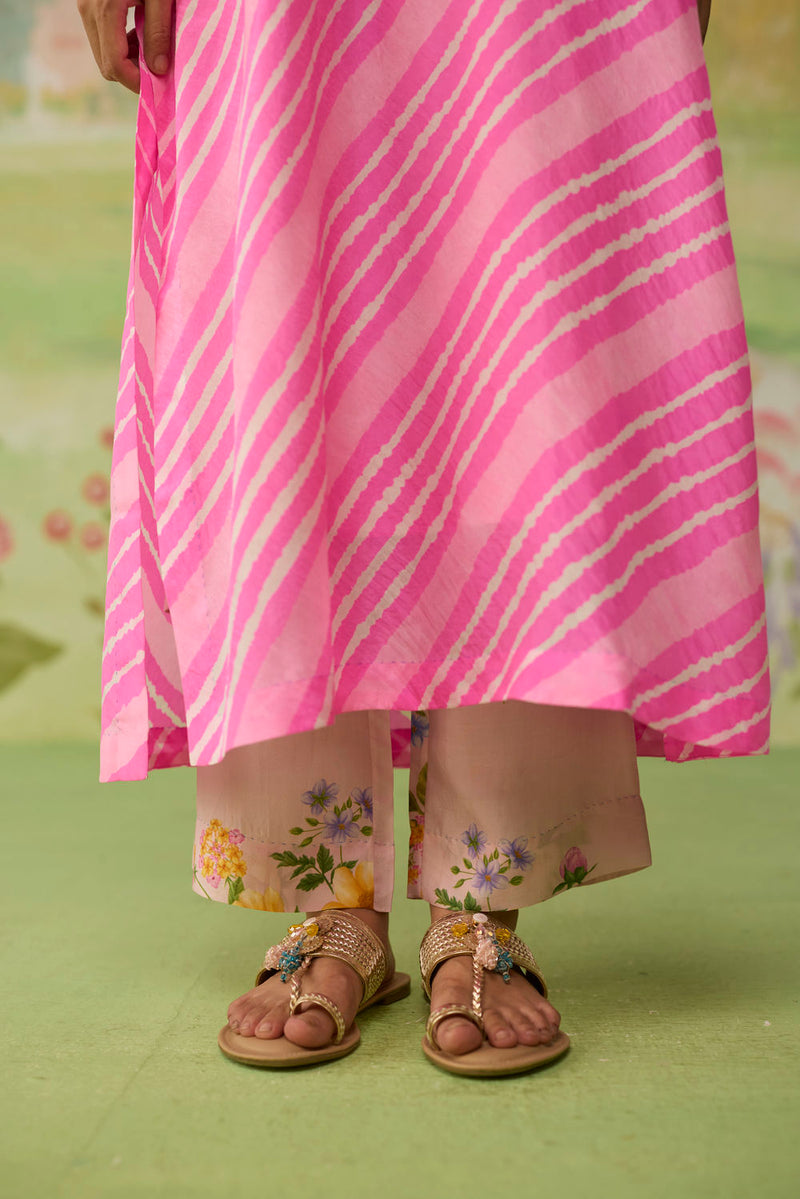 Blush Long Kurta Kurta Set Silk silk co-ord set by Nadiya Paar in pink for women Worldwide