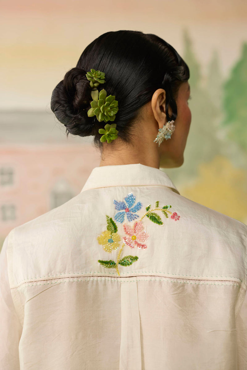 Like a Song Mulberry Silk Shirt silk top/shirt by Nadiya Paar in off white for women Worldwide