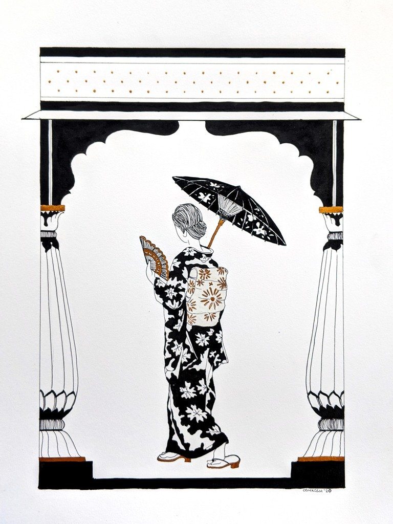 Pichwai Geisha Print Art Kosha Shah 
