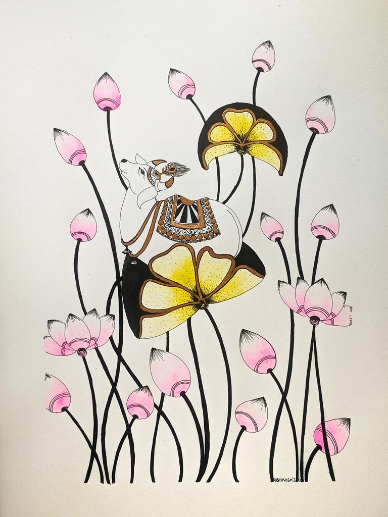 Pichwai Lotus Cow Original Art Kosha Shah
