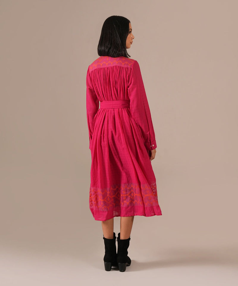 PINK DUSK DRESS 100% cotton by Indigo Dreams in pink color for women Worldwide