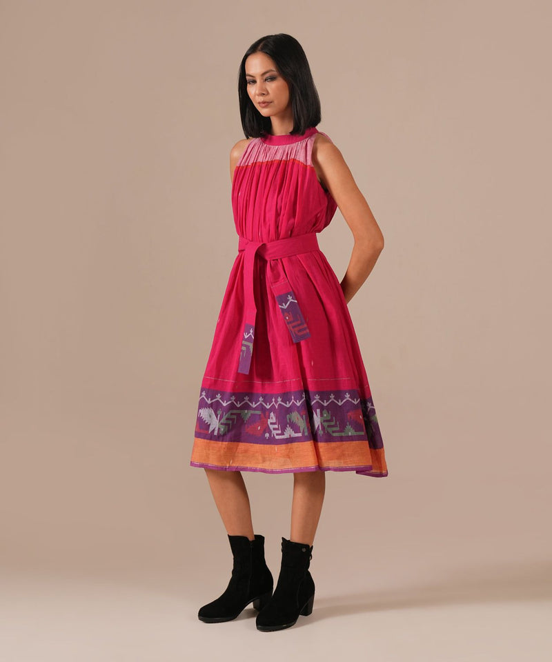 PINK EMBER DRESS 100% cotton by Indigo Dreams in pink color for women Worldwide