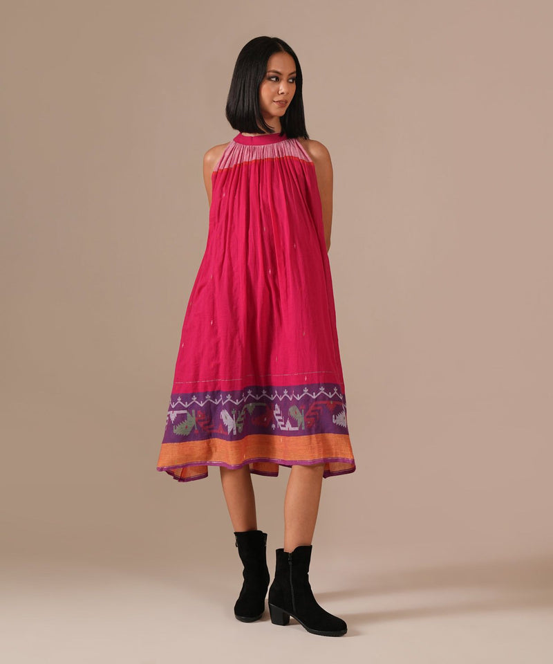 PINK EMBER DRESS 100% cotton by Indigo Dreams in pink color for women Worldwide