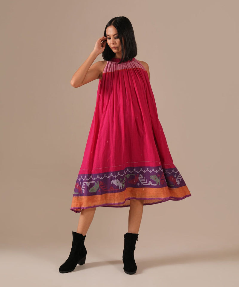 PINK EMBER DRESS 100% cotton by Indigo Dreams in pink color for women Worldwide