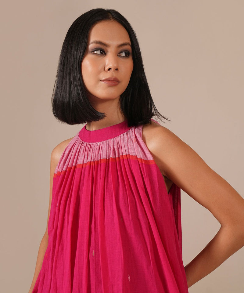 PINK EMBER DRESS 100% cotton by Indigo Dreams in pink color for women Worldwide