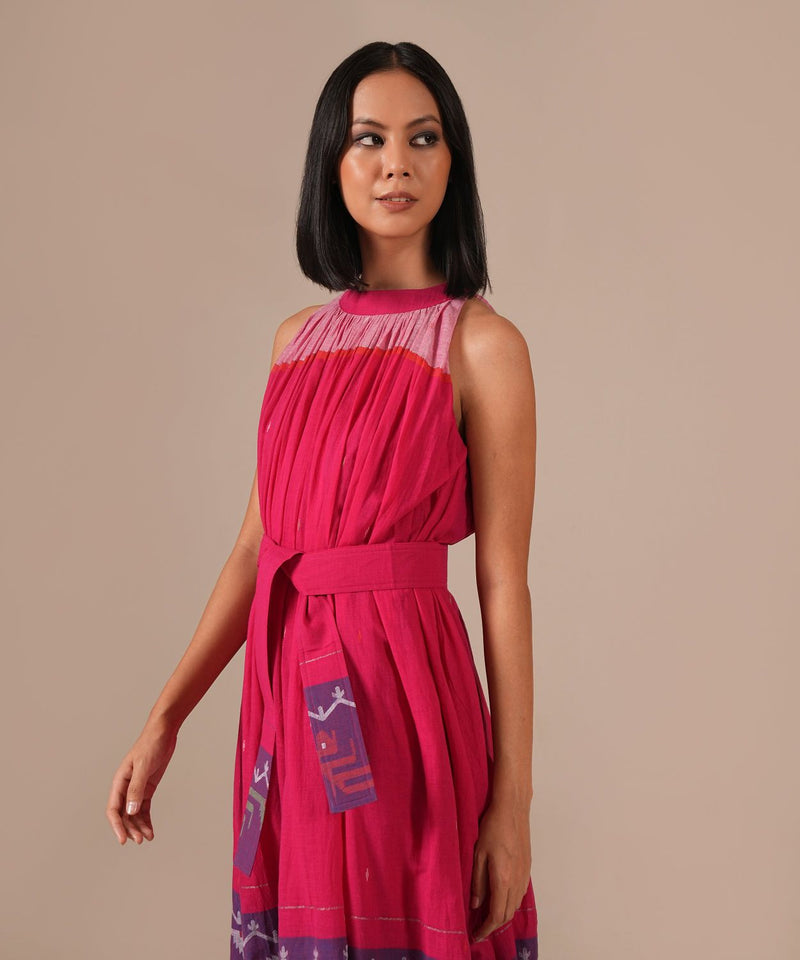PINK EMBER DRESS 100% cotton by Indigo Dreams in pink color for women Worldwide