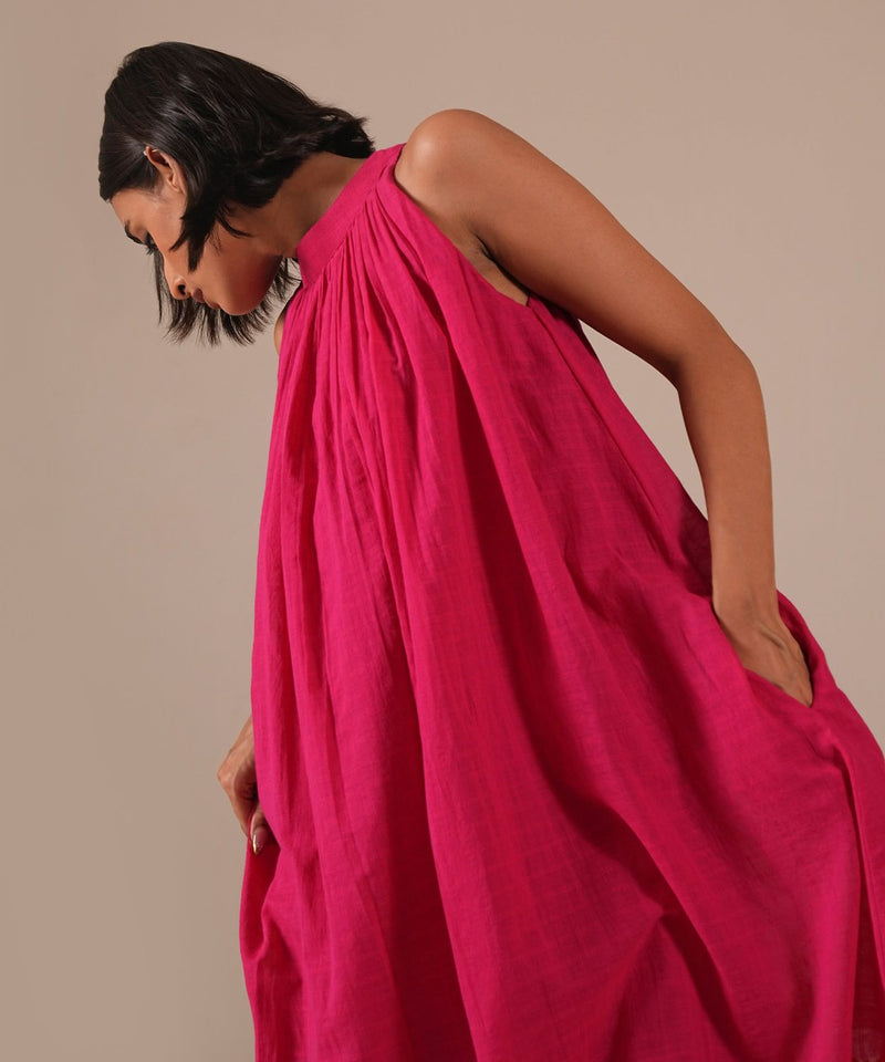 PINK FROST DRESS 100% cotton by Indigo Dreams in pink color for women Worldwide