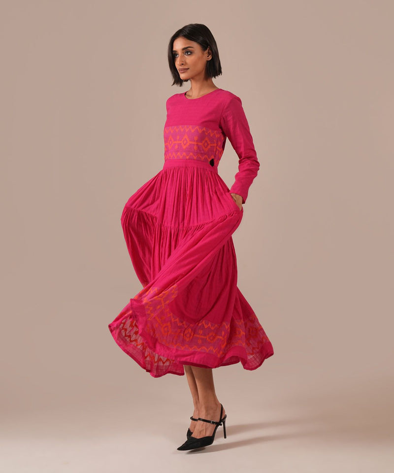 PINK VEIL DRESS 100% cotton by Indigo Dreams in pink color for women Worldwide