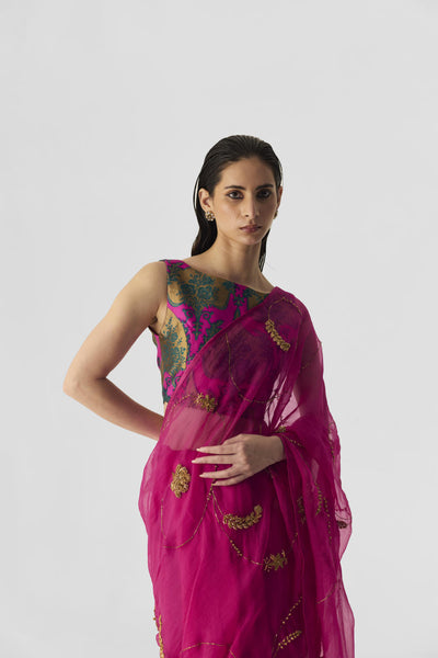 PINK EMBROIDERED SAREE