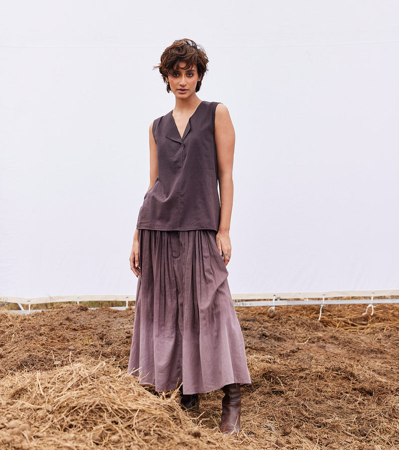 Plum co-ord set cotton by Khara Kapas for women Worldwide