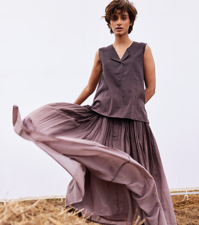Plum co-ord set cotton by Khara Kapas for women Worldwide
