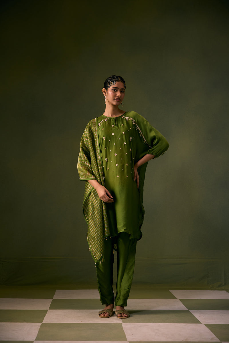 Acove Antifit Kurta Set vegan satin, organza satin kurta/kurta set by PRAHNAAYA in musturd yellow for women Worldwide