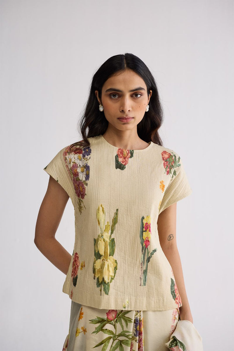PRIMAVERA PINTUCKS BLOUSE cotton cambric blouse by YAM in off white for women Worldwide