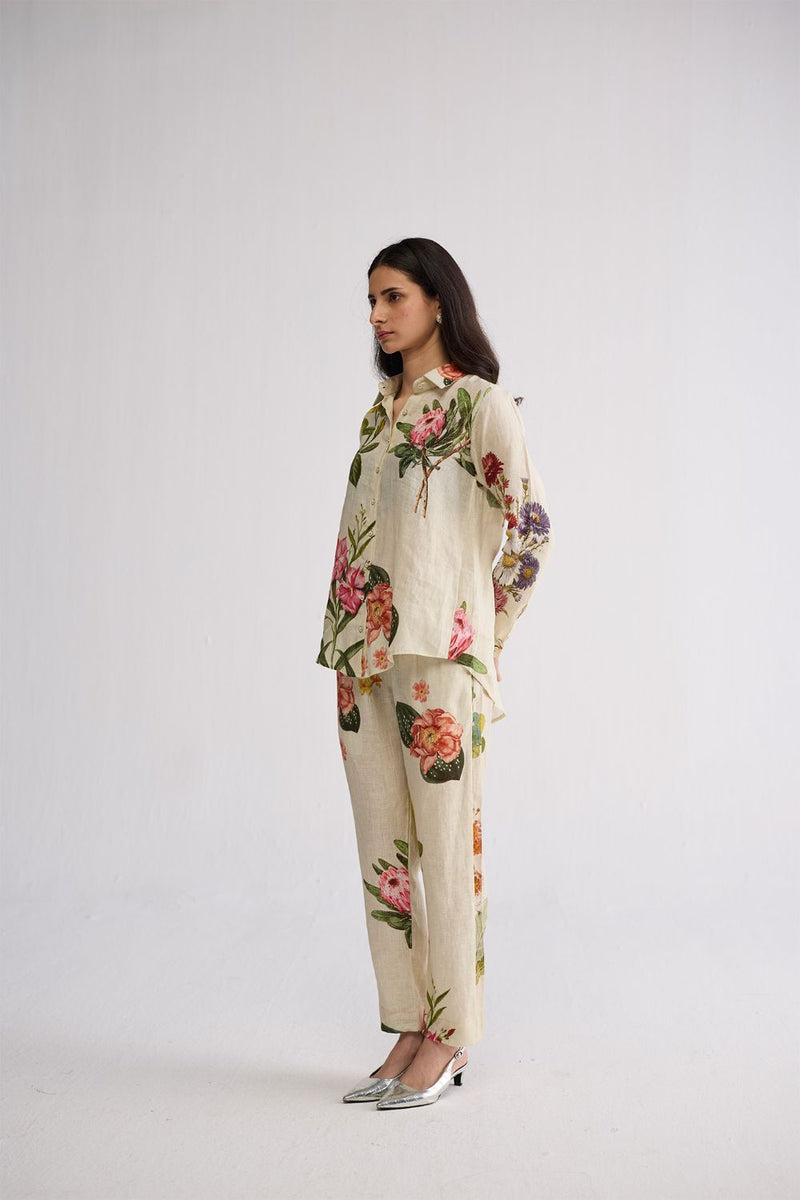 PRIMAVERA LINEN CO-ORD SET linen co-ord set by YAM in off white for women Worldwide