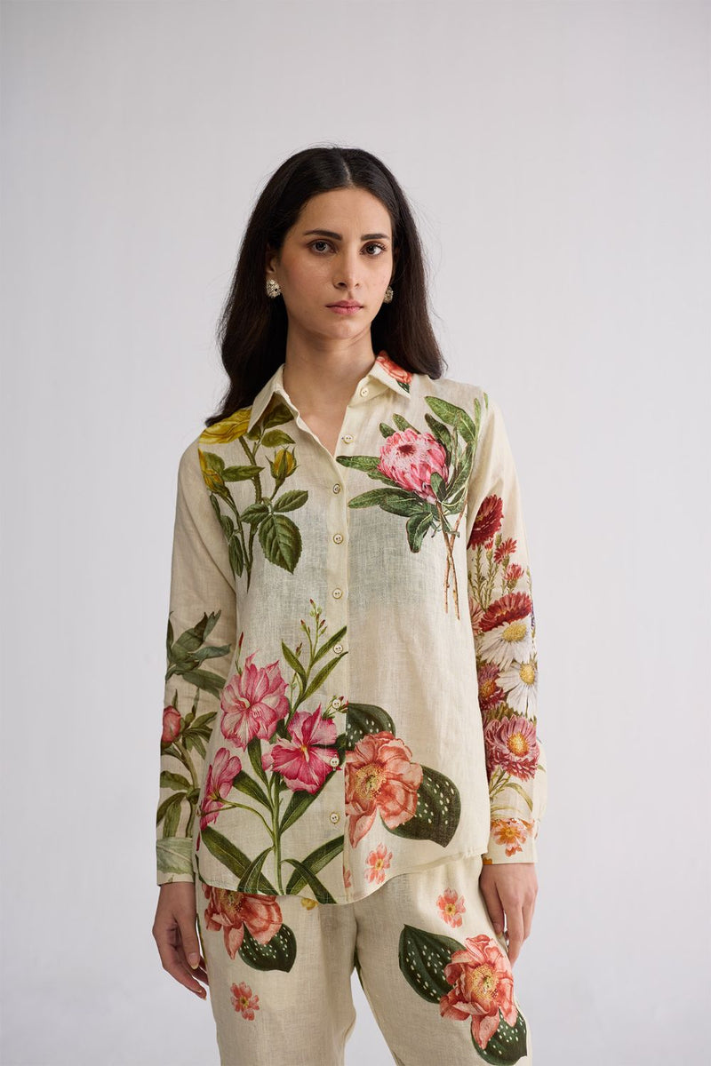 PRIMAVERA LINEN CO-ORD SET linen co-ord set by YAM in off white for women Worldwide