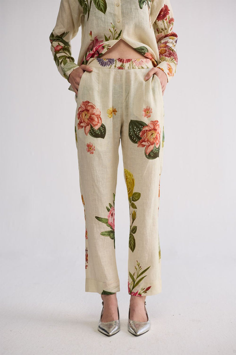 PRIMAVERA LINEN CO-ORD SET linen co-ord set by YAM in off white for women Worldwide