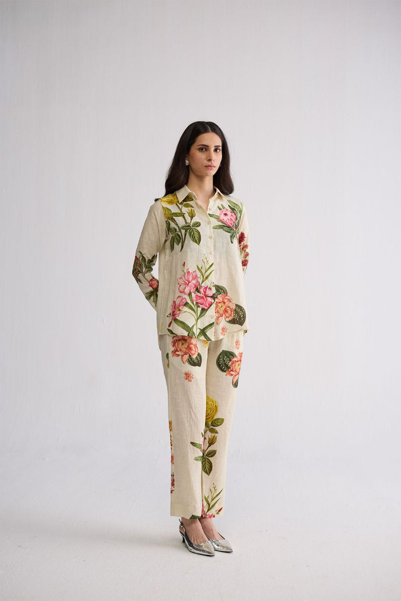 PRIMAVERA LINEN CO-ORD SET linen co-ord set by YAM in off white for women Worldwide