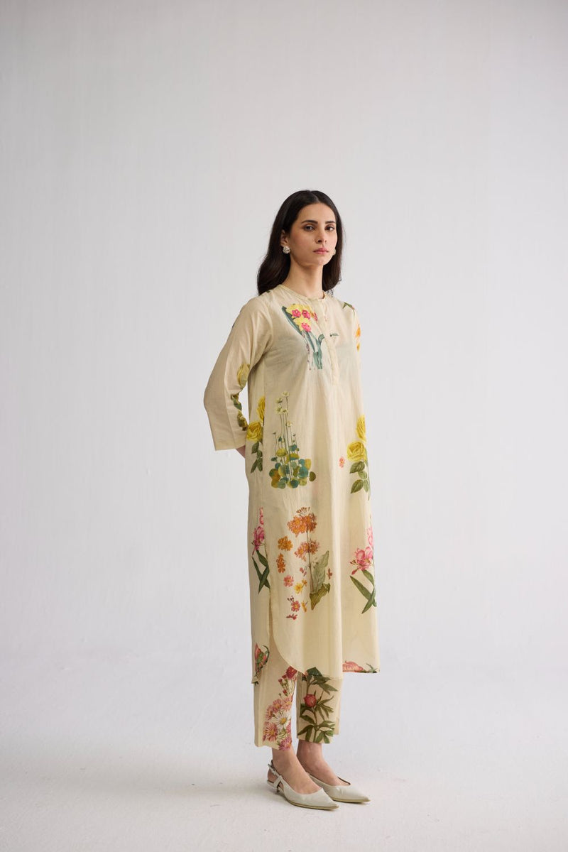 PRIMAVERA LONG KURTA SET cotton cambric kurta/kurta set by YAM in off white for women Worldwide