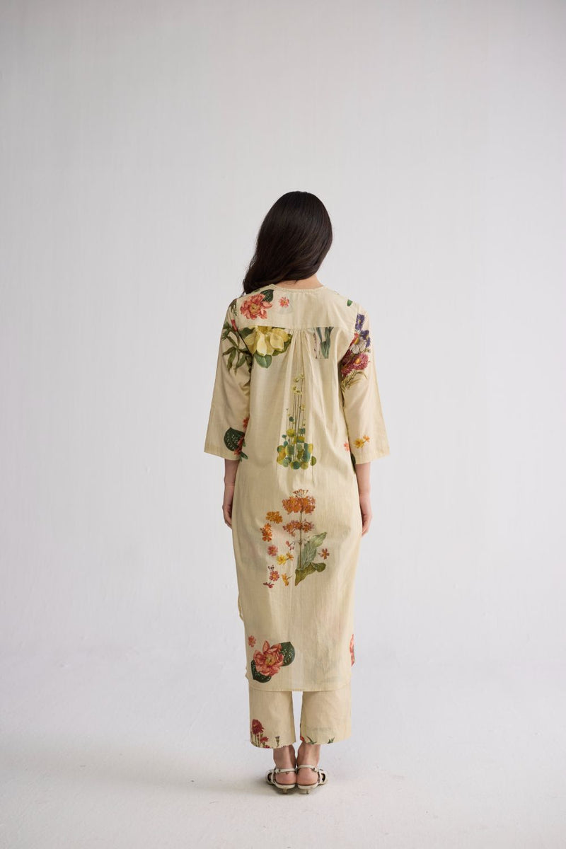 PRIMAVERA LONG KURTA SET cotton cambric kurta/kurta set by YAM in off white for women Worldwide