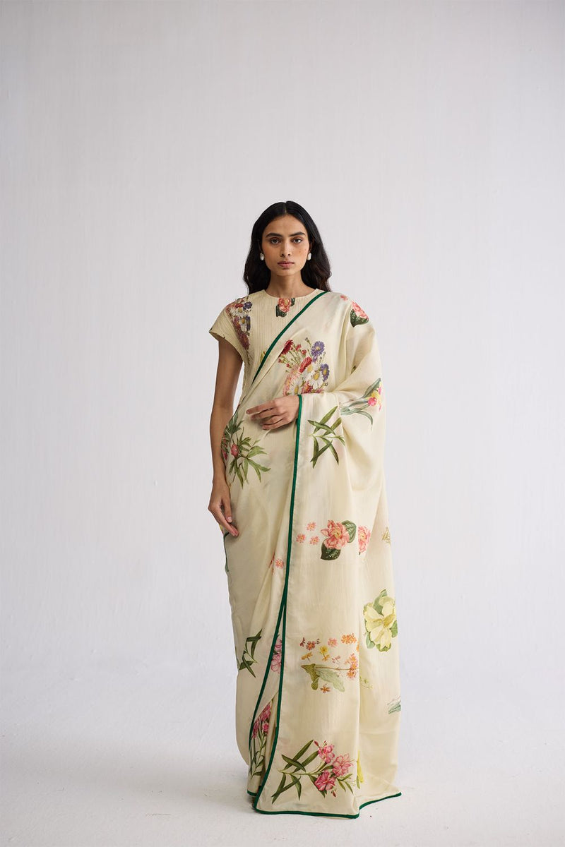 PRIMAVERA SILK SAREE silk saree by YAM in off white for women Worldwide