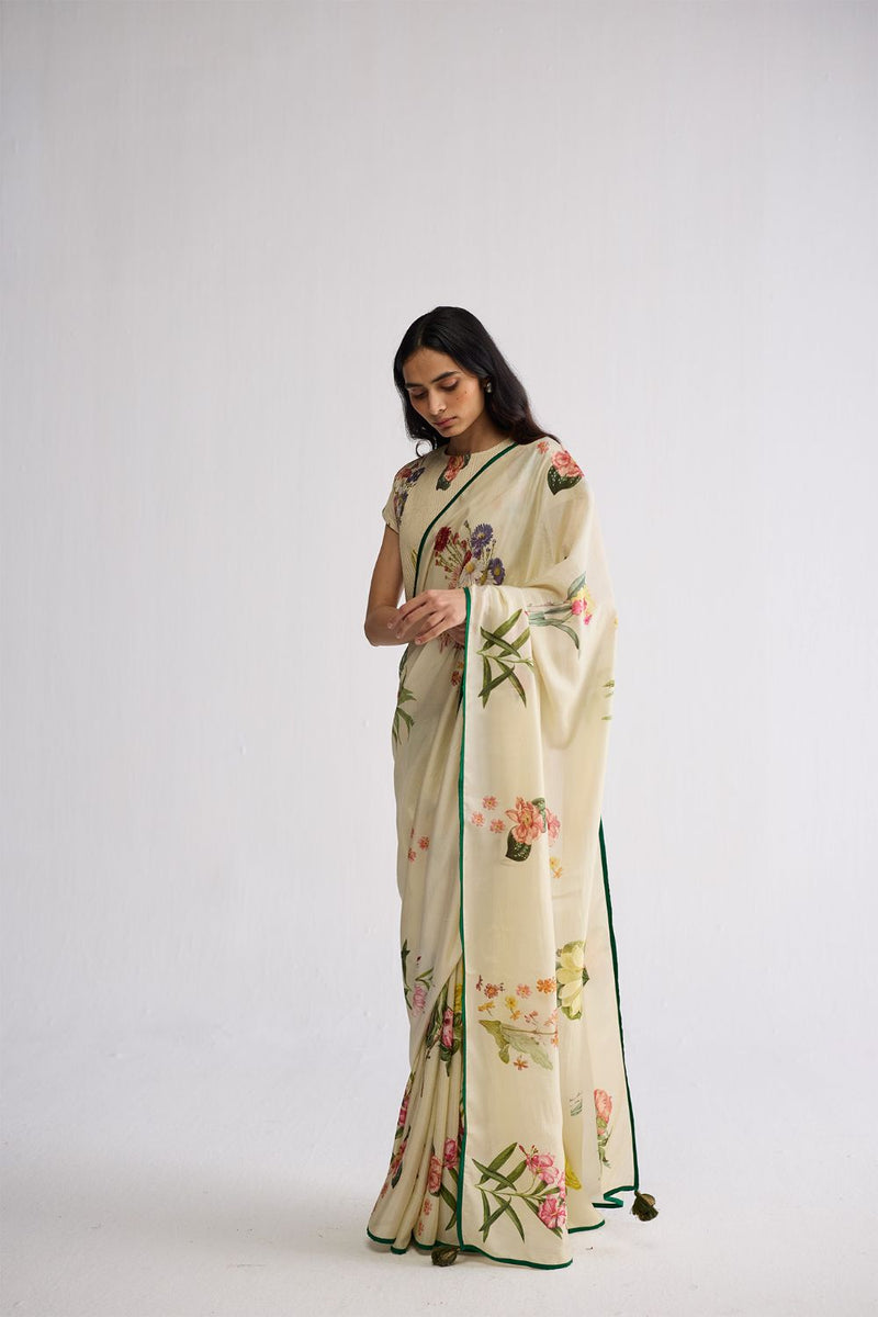 PRIMAVERA SILK SAREE silk saree by YAM in off white for women Worldwide