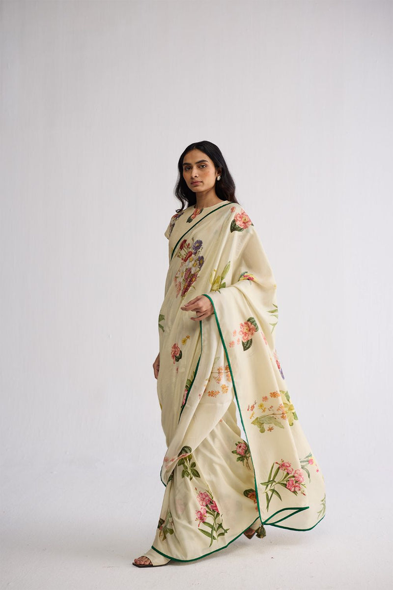 PRIMAVERA SILK SAREE silk saree by YAM in off white for women Worldwide