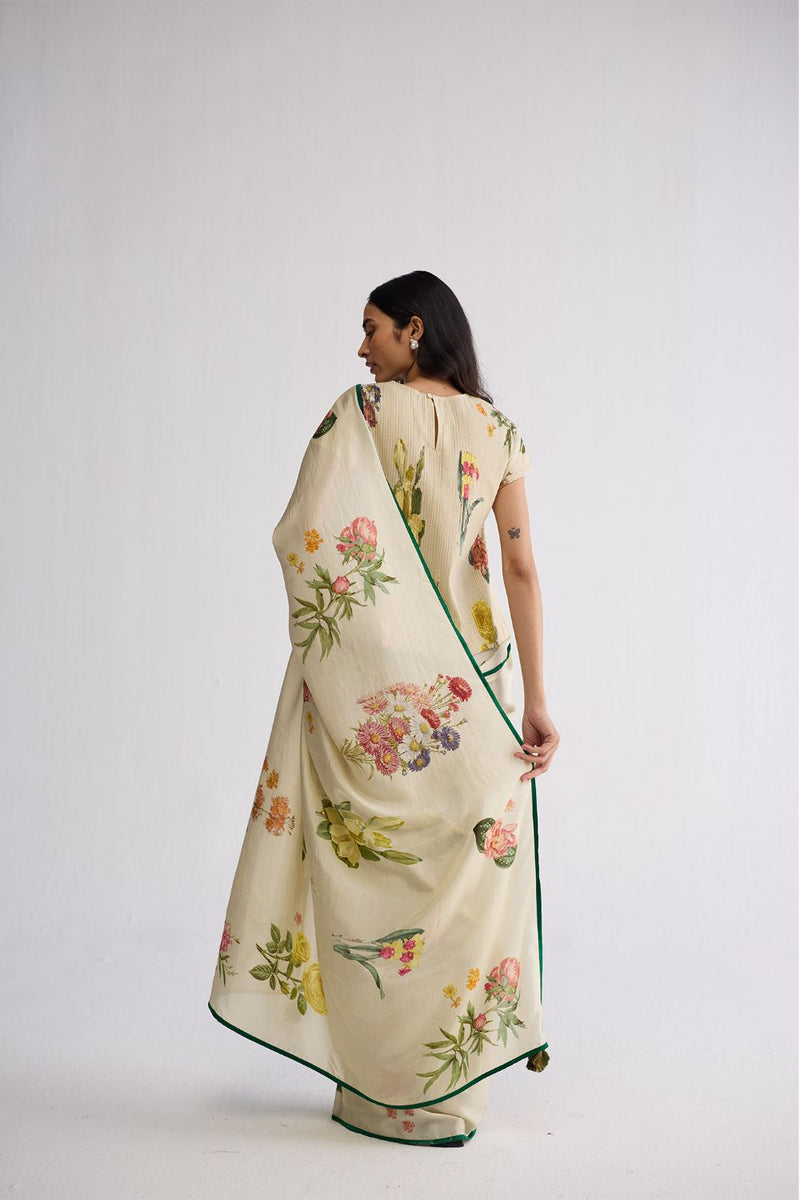 PRIMAVERA SILK SAREE silk saree by YAM in off white for women Worldwide