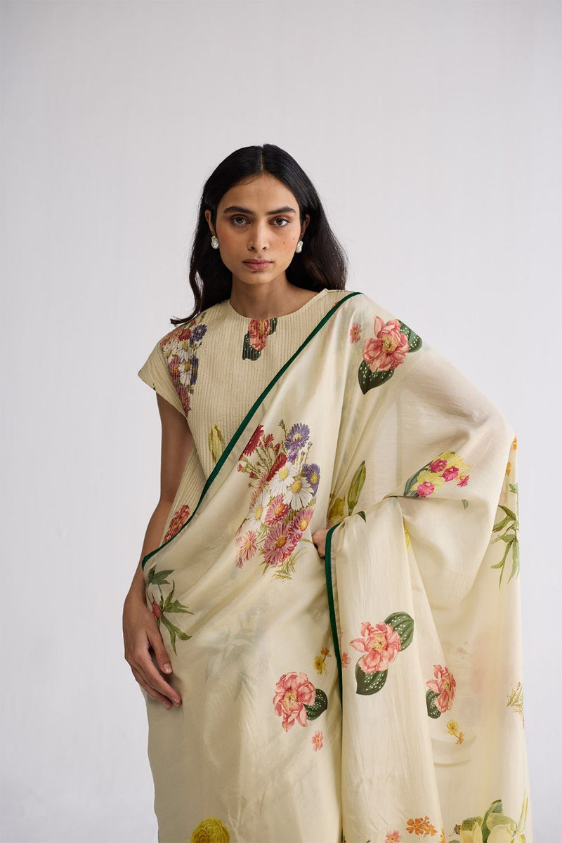PRIMAVERA SILK SAREE silk saree by YAM in off white for women Worldwide