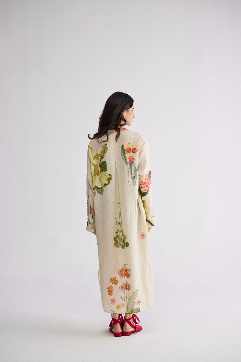 PRIMAVERA LINEN SHIRT DRESS linen dress by YAM in off white for women Worldwide