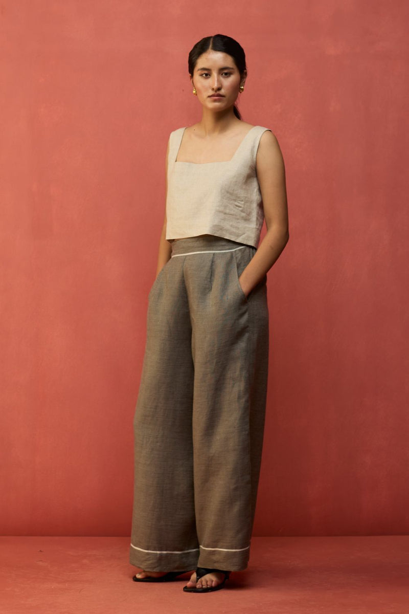 Emma Relaxed Fit Linen Pants - Grey by Manan for Worldwide