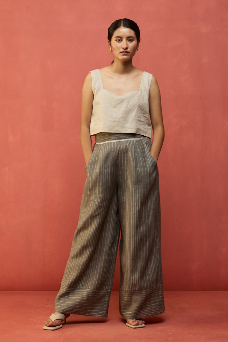 Emma Relaxed Fit Linen Pants - Grey by Manan for Worldwide