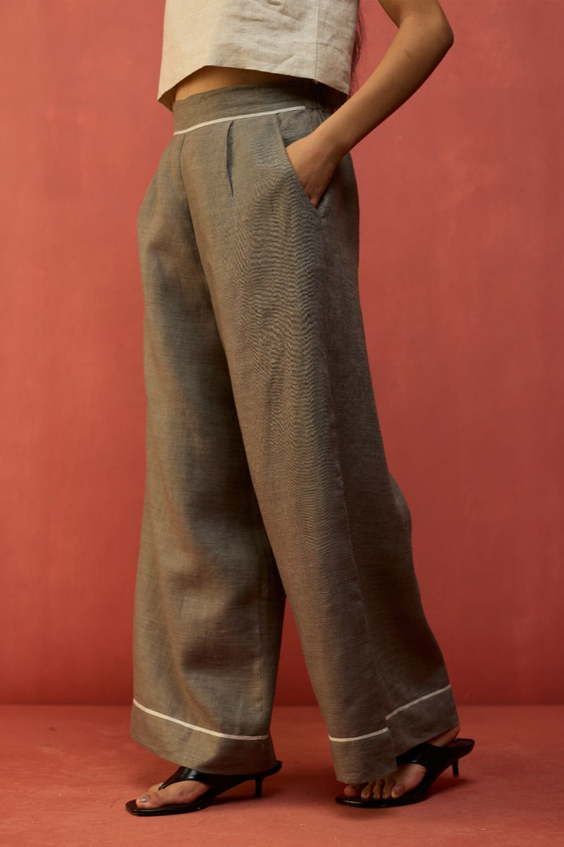 Emma Relaxed Fit Linen Pants - Grey by Manan for Worldwide