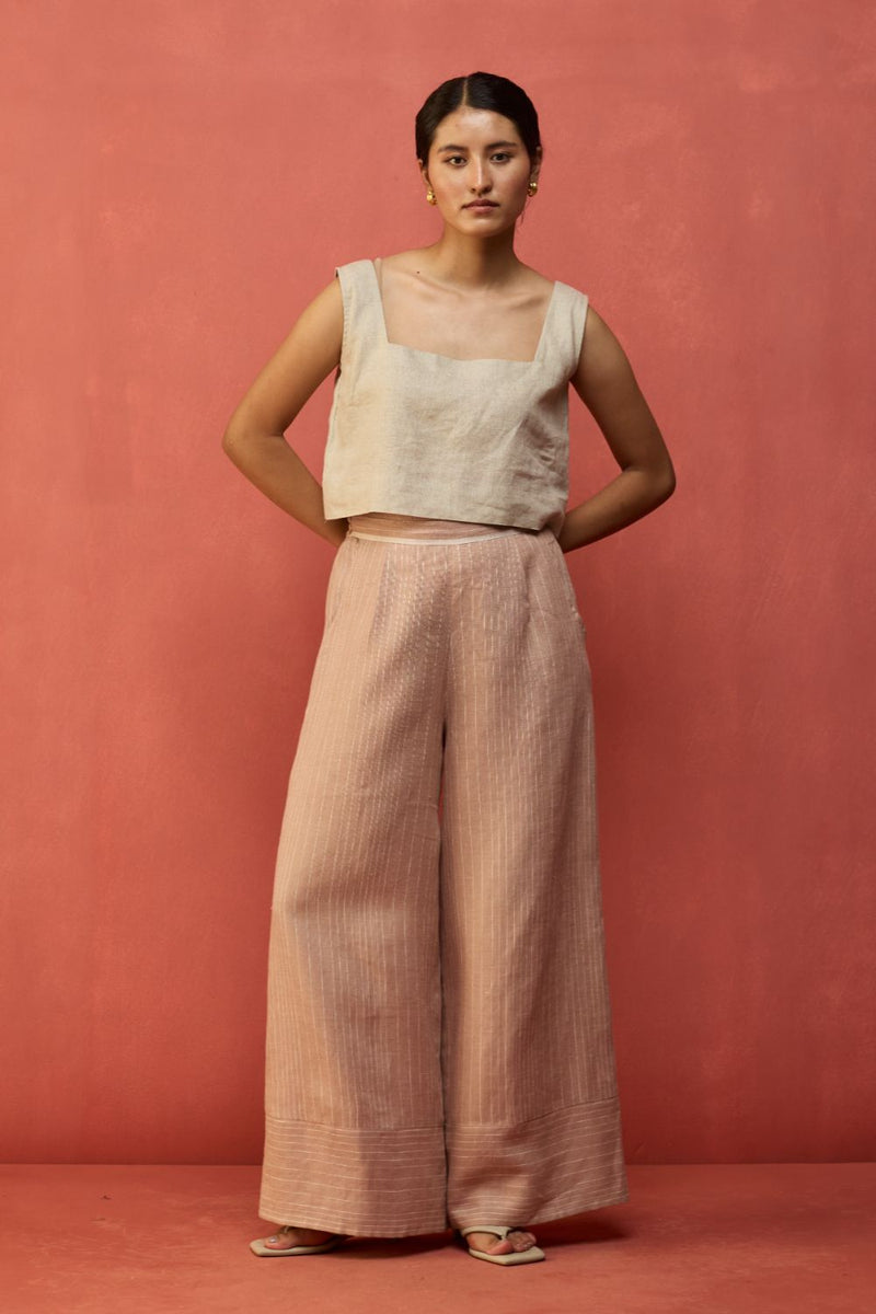 Juno Stripe Linen Pants - Dusty Rose by Manan for Worldwide