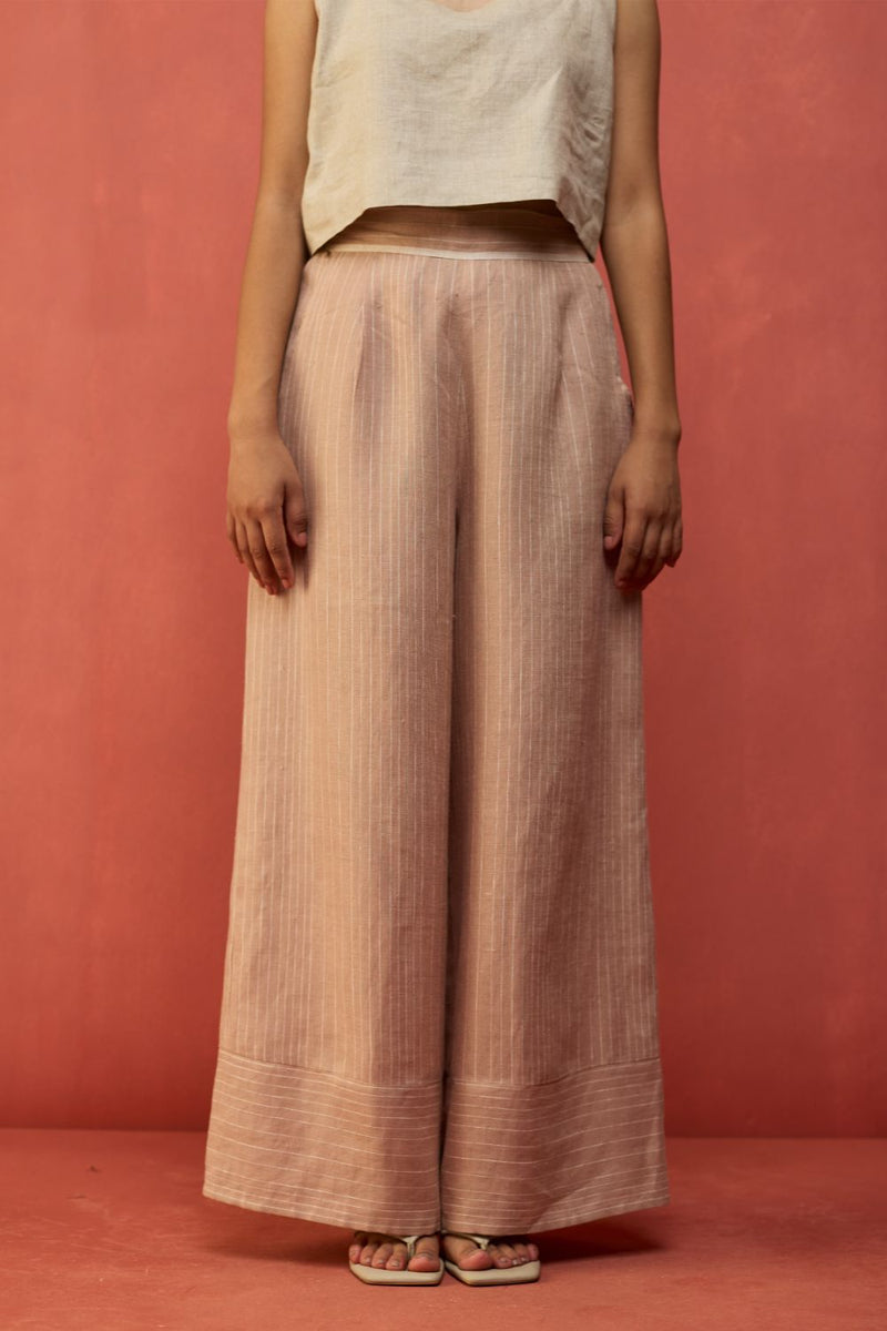 Juno Stripe Linen Pants - Dusty Rose by Manan for Worldwide