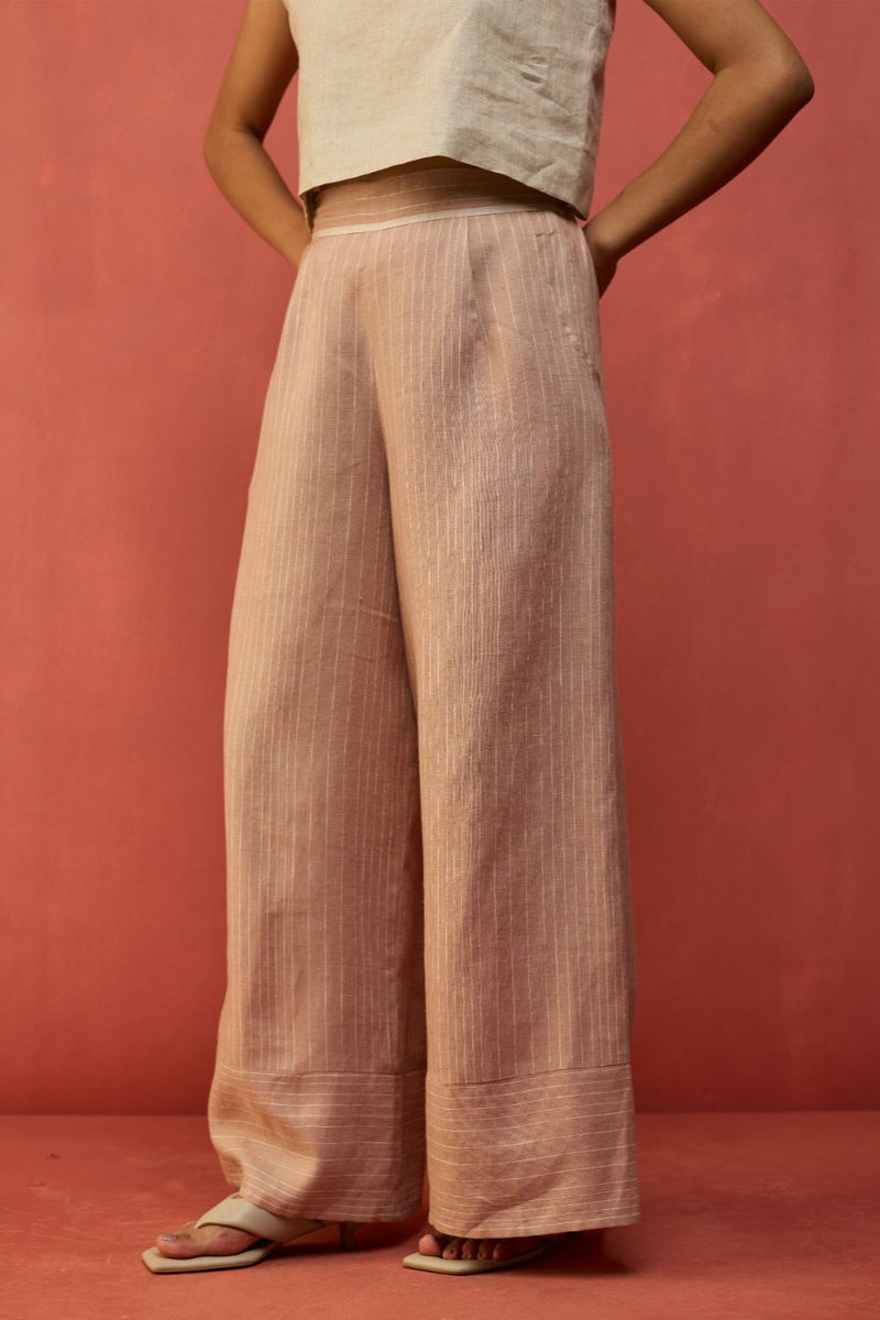 Juno Stripe Linen Pants - Dusty Rose by Manan for Worldwide