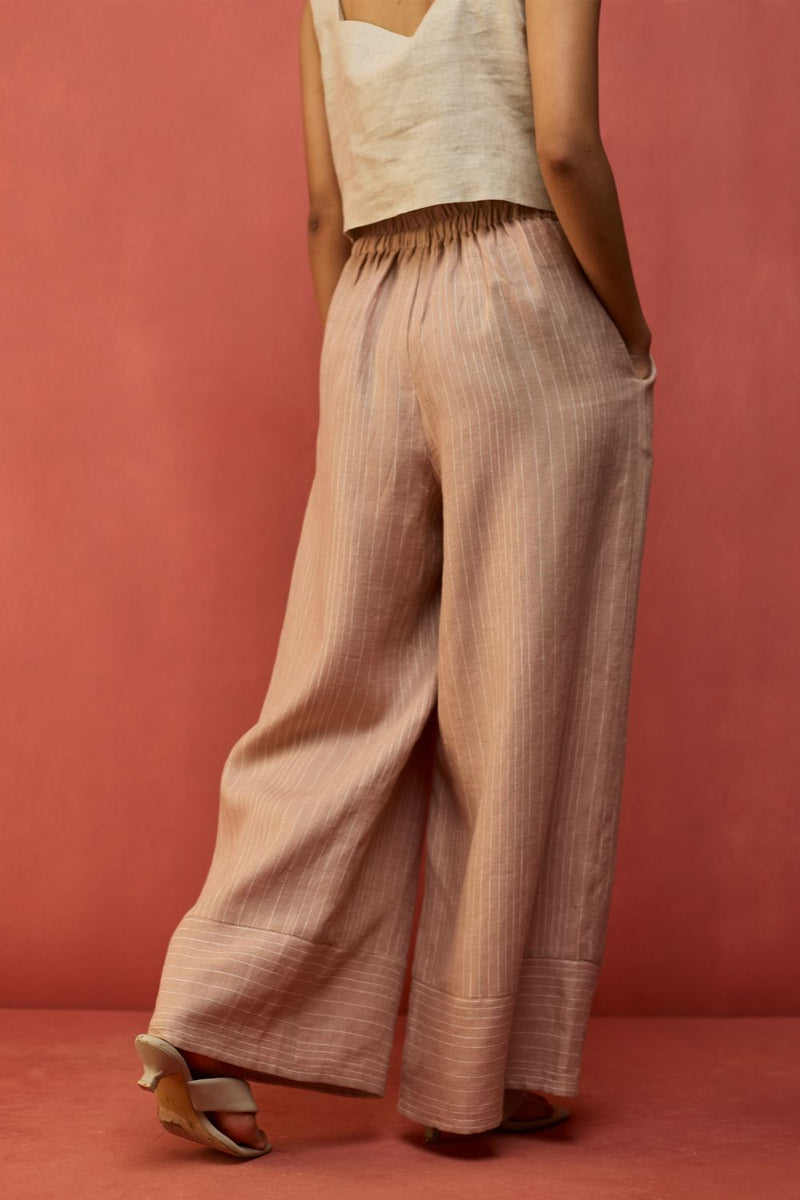 Juno Stripe Linen Pants - Dusty Rose by Manan for Worldwide