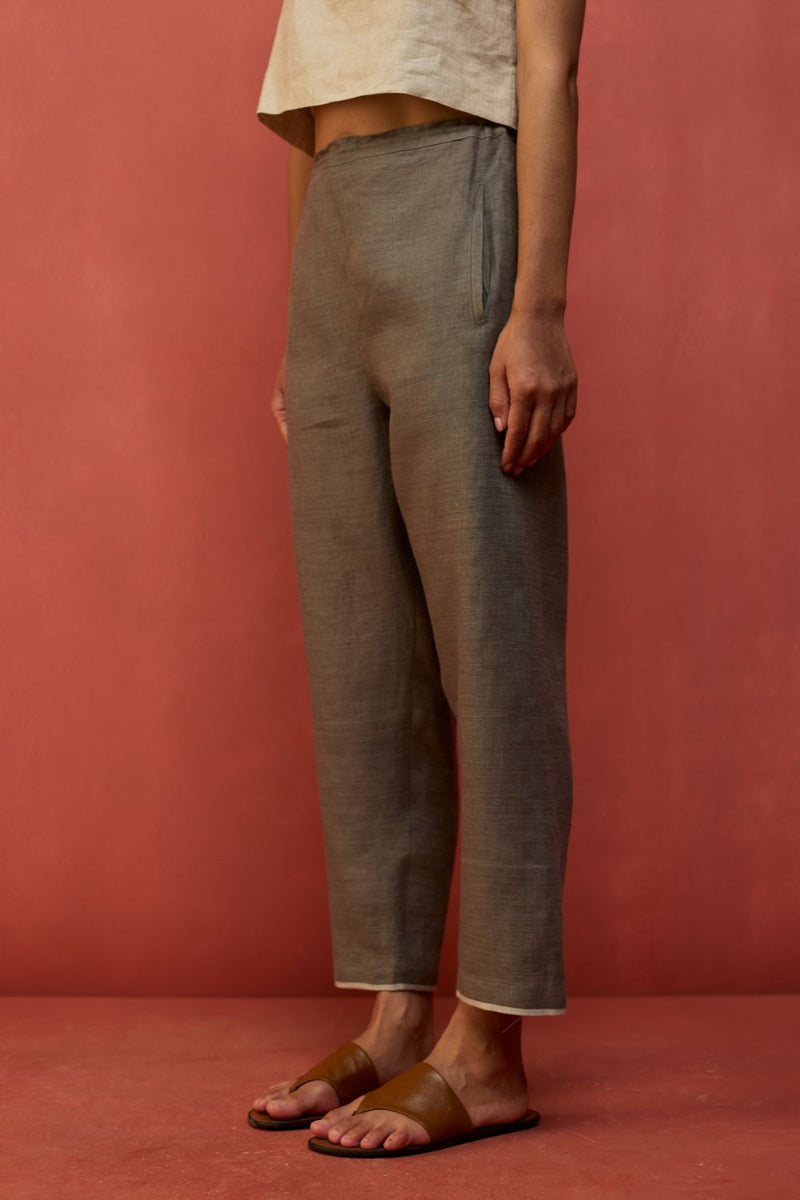 Wera Tapered Linen Pants - Grey by Manan for Worldwide