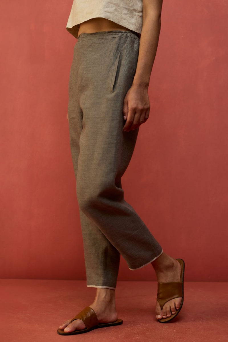 Wera Tapered Linen Pants - Grey by Manan for Worldwide