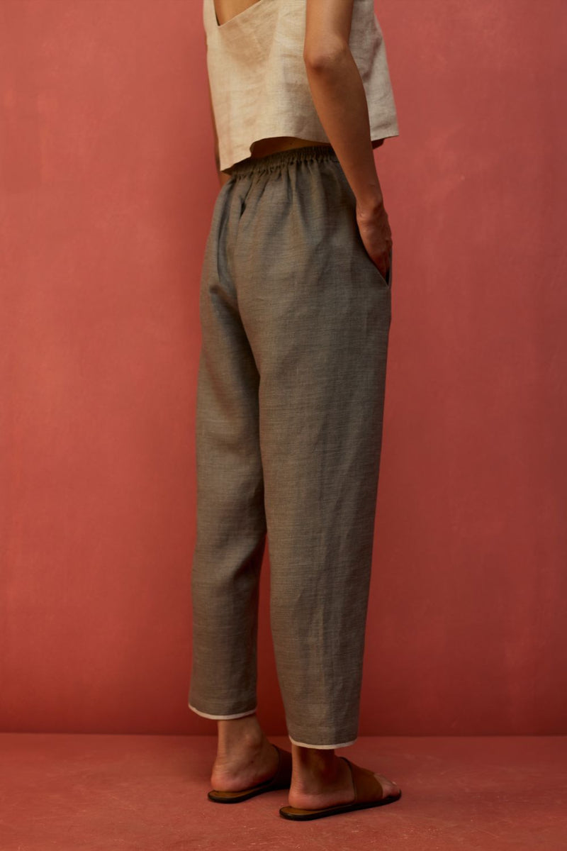 Wera Tapered Linen Pants - Grey by Manan for Worldwide